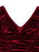 Abito lungo paillettes in velluto con scollo a V bordeaux anni '50