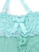 [Prevendita] Completo intimo in pizzo con fiocco e volant blu acqua anni '80