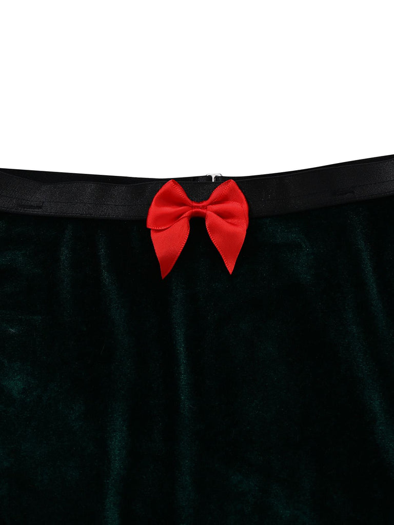 2PCS Completo top e gonna in velluto natalizio del 1970
