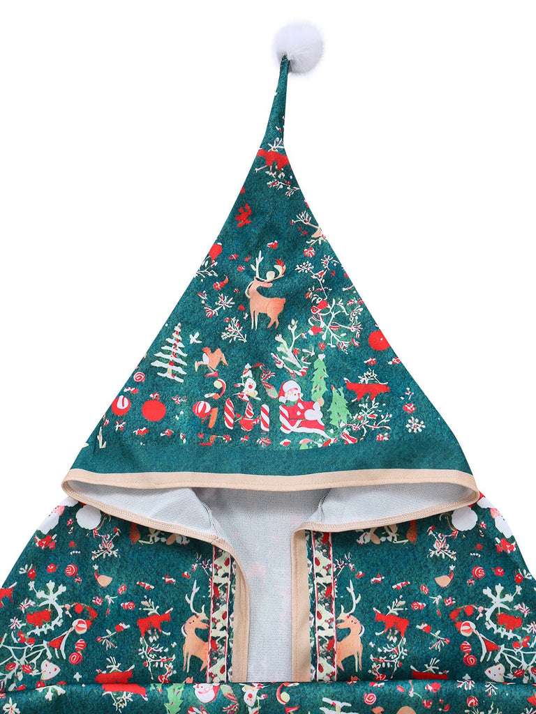 Cappotto con cappuccio e stampa natalizia anni '50