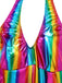 Tuta lunga con scollo all'americana e arcobaleno multicolore anni '70
