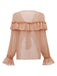Blusa boho tinta unita con volant a cascata anni '70
