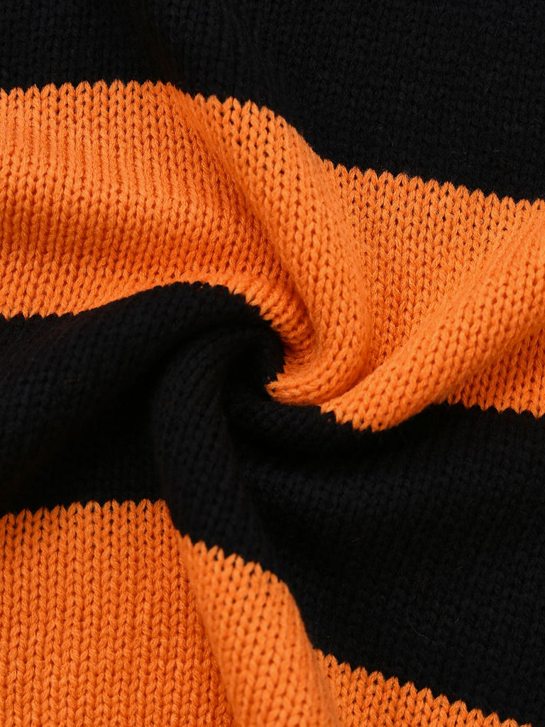 Maglione a maglia con pipistrello Halloween arancione anni '50