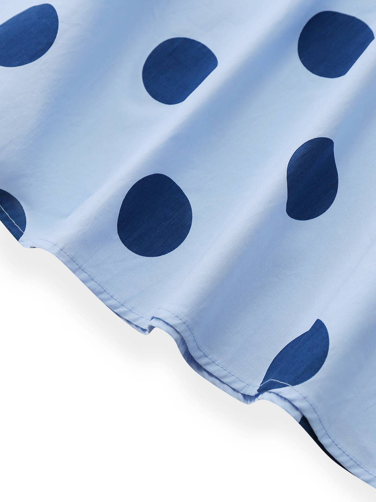 Abito a pois plissettato senza spalline blu anni '40