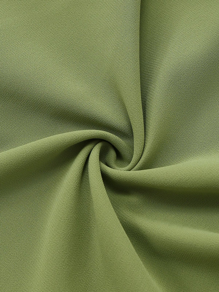 Abito midi verde anni '30 in chiffon con schiena scoperta