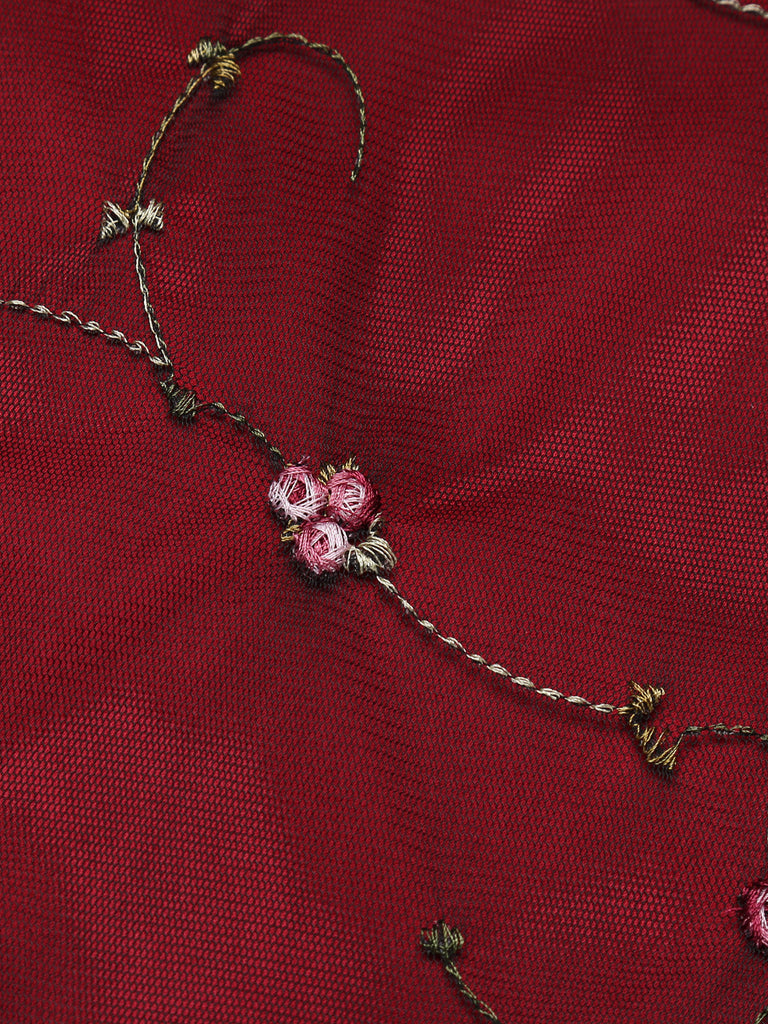 Abito in rete con lacci sulla schiena bordeaux anni '50