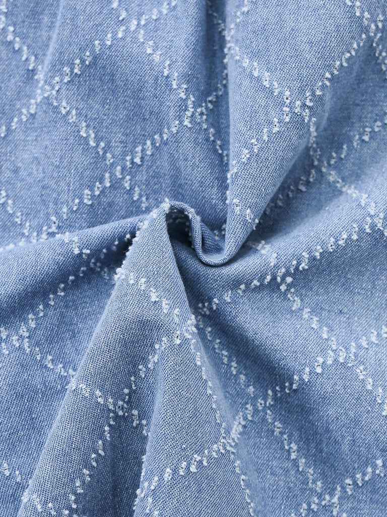 Tuta corta blu anni '80 multiuso in denim con bottoni