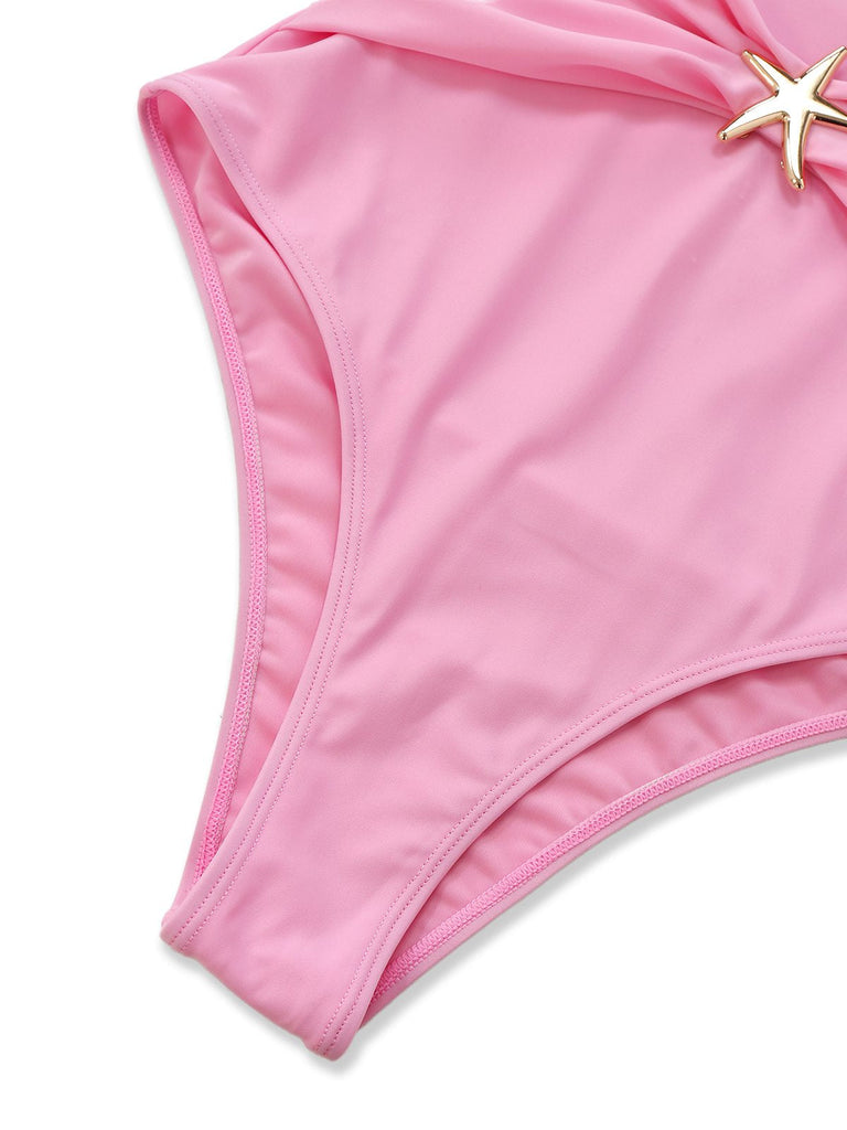 2PCS Costumi intero con stella marina e copricostume anni '40