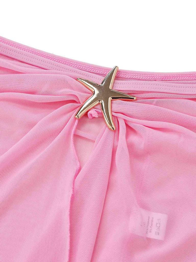 2PCS Costumi intero con stella marina e copricostume anni '40