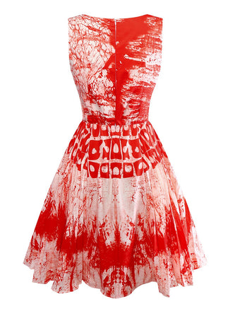 Abito con stampa sangue horror Halloween rosso anni '50