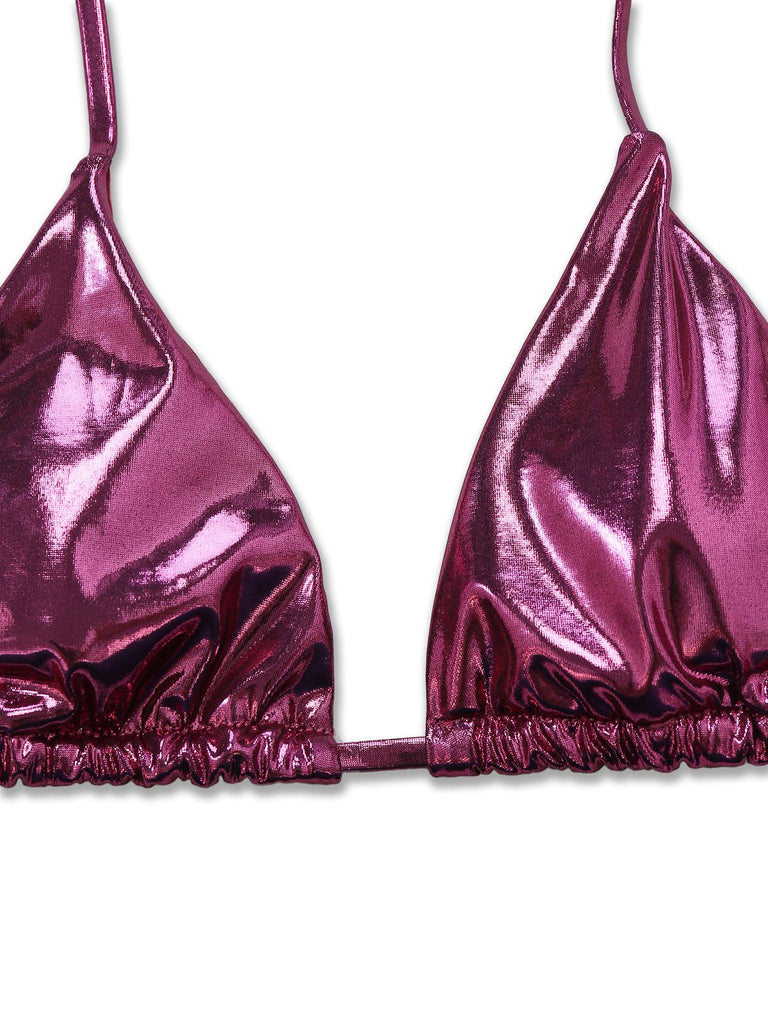 Bikini metallizzato con scollo all'americana anni '70