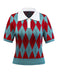 Maglione a griglia con motivo a rombi e colletto a revers anni '30