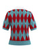 Maglione a griglia con motivo a rombi e colletto a revers anni '30