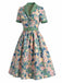 [Prevendita] Abito con Colletto a Tacca Floreale Azzurro Anni '50