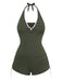 [Prevendita] Set Tankini Verde Militare Anni '50 con Coulisse e Arricciatura