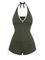 [Prevendita] Set Tankini Verde Militare Anni '50 con Coulisse e Arricciatura