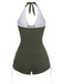 [Prevendita] Set Tankini Verde Militare Anni '50 con Coulisse e Arricciatura