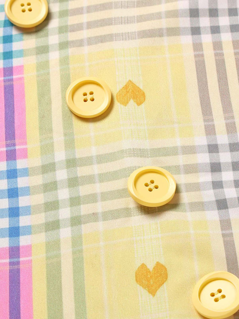 [Prevendita] Abito Scollo Quadrato a Quadri con Cuore Giallo Chiaro Anni '50