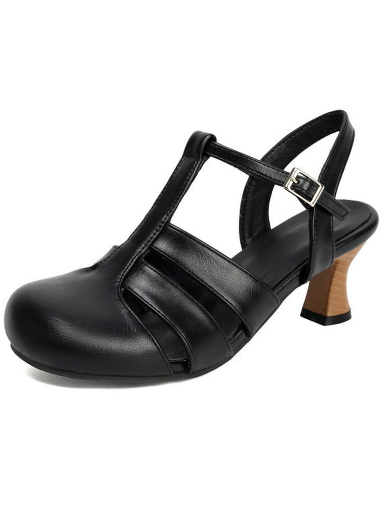 Mary Jane Cutout Ankle T-Strap Chunky Heels, vintage shoes, retro heels - perfect for women who love vintage and retro fashion