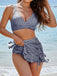 Set Tankini 3PCS con Volant Hem a Quadri Drawstring Anni '50 3