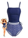 Navy 1950s Print Spaghetti Strap Tankini Set 2