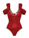 Costumi intero floreale 3D con spalle scoperte rosso anni '50