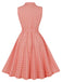 Abito plaid con revers e cintura rosa anni '50