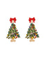 Orecchini in lega con strass e albero di Natale colorato