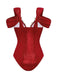 Costumi intero floreale 3D con spalle scoperte rosso anni '50