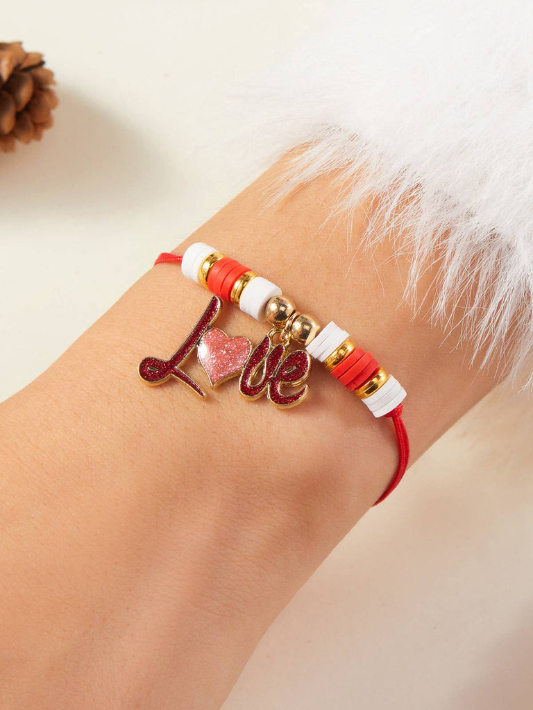 Bracciale regolabile intrecciato a forma di cuore per San Valentino