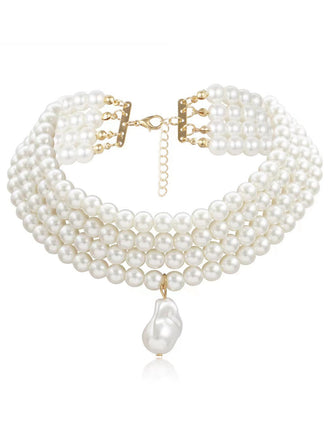 Collana di perle multistrato con ciondolo dalla forma speciale