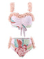 Costumi floreale 3D con spalline sottili rosa anni '50