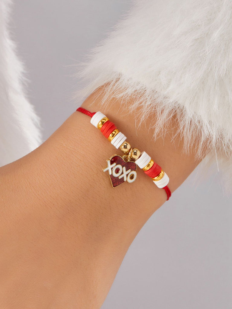 Bracciale regolabile intrecciato a forma di cuore per San Valentino