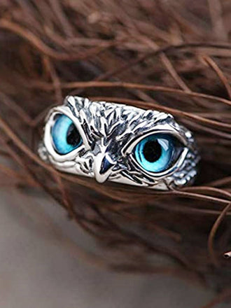 Anello vintage con gufo e malocchio