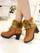 Stivali vintage in pelle nabuk con tacco spesso e peluche