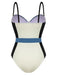 Costumi intero con spalline sottili colorblock anni '40
