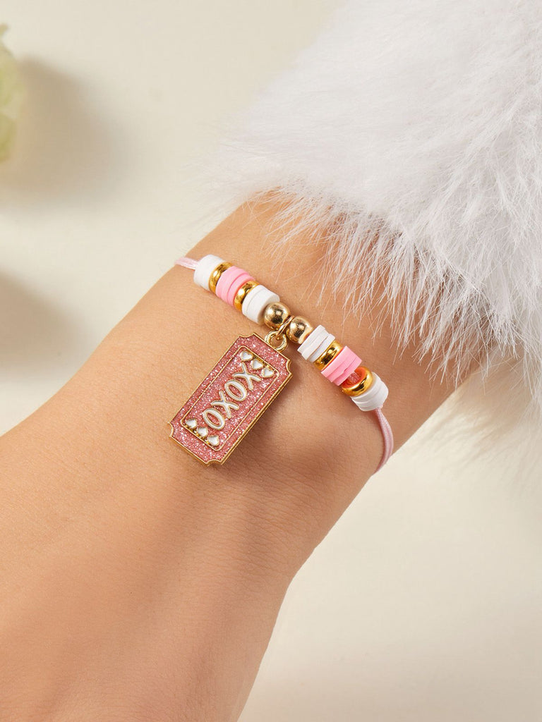 Bracciale regolabile intrecciato a forma di cuore per San Valentino