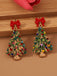 Orecchini in lega con strass e albero di Natale colorato