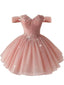 [Prevendita] Abito da Ballo Rosa Anni '50 Floreale con Paillettes in Tulle