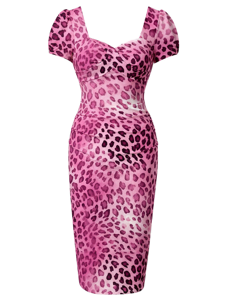 Peach Pink 1960s Leopard Print Swing Dress 2