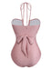 Rosa Costume da Bagno con Allacciatura al Collo Anello in Metallo e Incrocio Anni '40 3