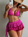 2PCS Set Bikini Rosa Halter e Copricostume Gonna con Volant Anni '50 2