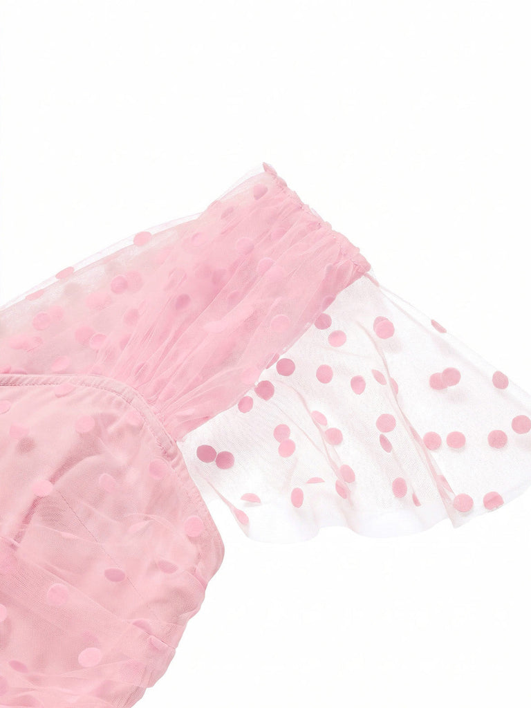 [Pre-Sale] Pink 1950s Polka Dot Mesh Dress 6