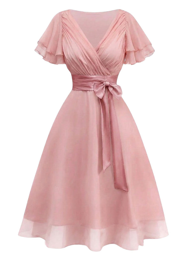 [Prevendita] Abito da cocktail in tulle in raso rosa anni '50