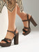 Sandali con Plateau Open Toe e Cinturino alla Caviglia con Tacco Blocco Viola 12