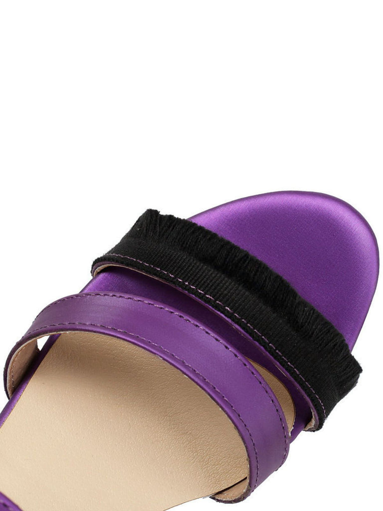 Sandali con Plateau Open Toe e Cinturino alla Caviglia con Tacco Blocco Viola 3