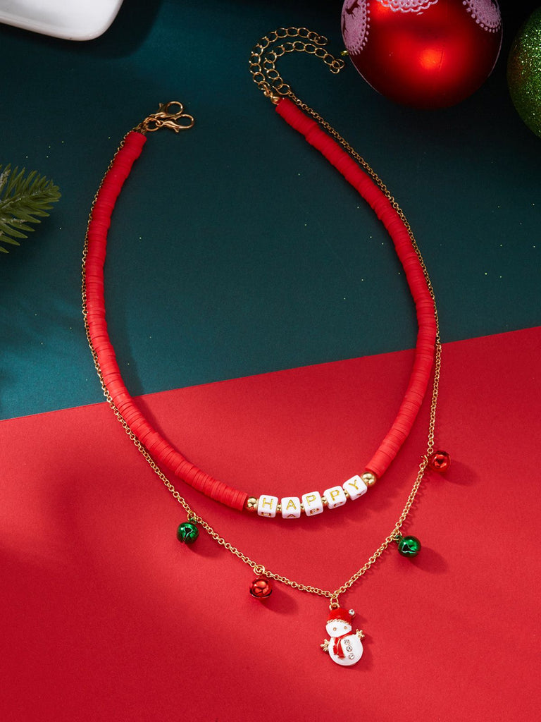 Collana natalizia con campanelle di perline a strati