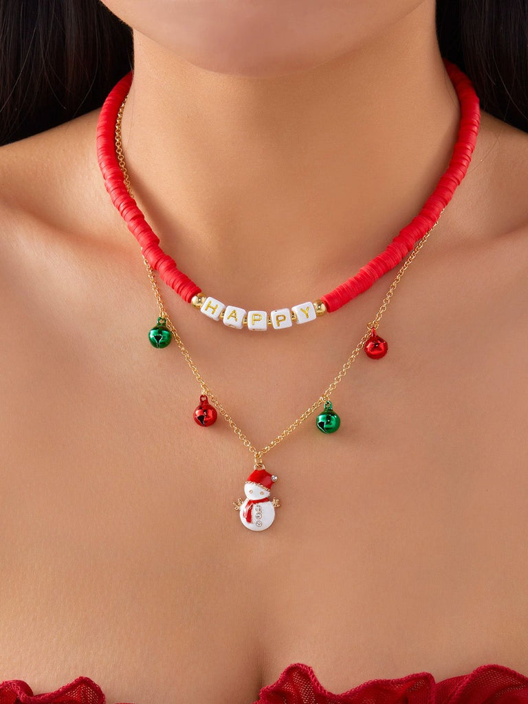 Collana natalizia con campanelle di perline a strati