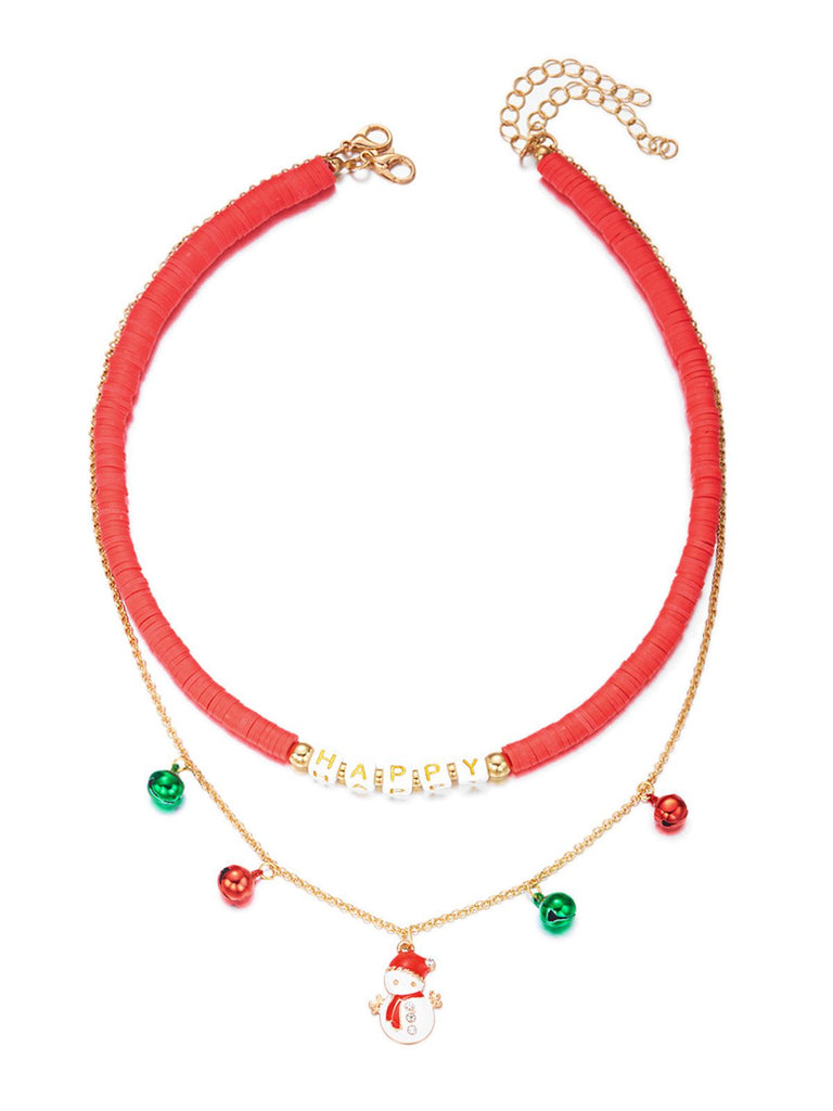 Collana natalizia con campanelle di perline a strati