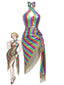 [Prevendita] Abito Aderente Sirena Arcobaleno Anni '80 Metallizzato con Frange
